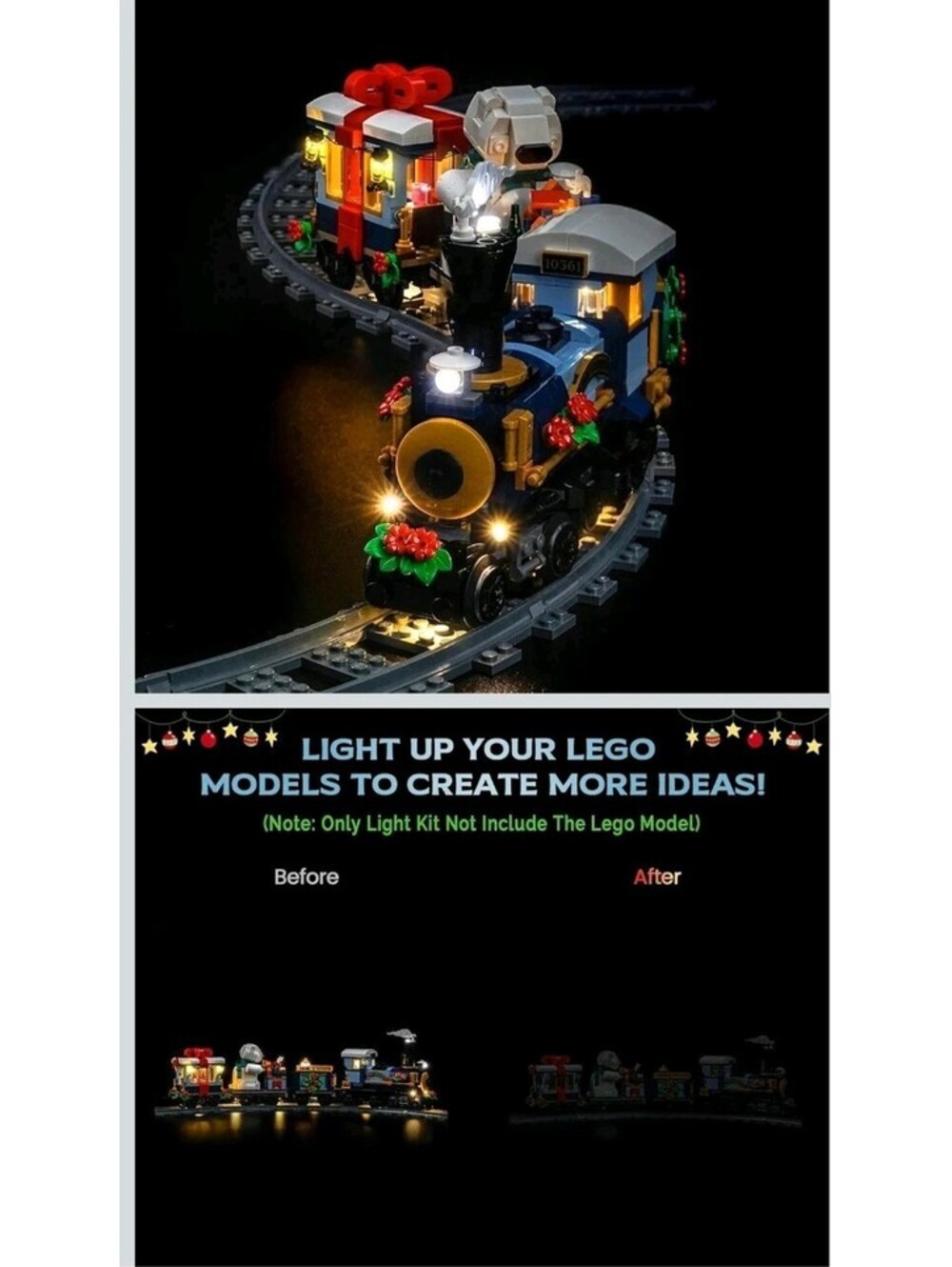 Upgraded Led Light Kit Compatible with Lego Icons Holiday Express Train Building